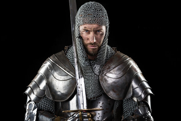 Medieval Warrior with chain mail armour and sword