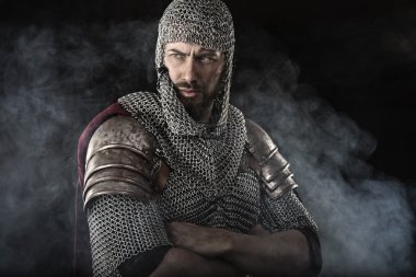 Medieval Warrior with chain mail armour clipart