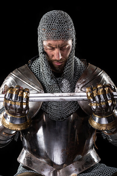 Medieval Warrior with chain mail armour and Sword