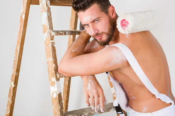Sexy bare chest painter — Stock Image Sexy bare chest painter Royalty Free Stock Photos