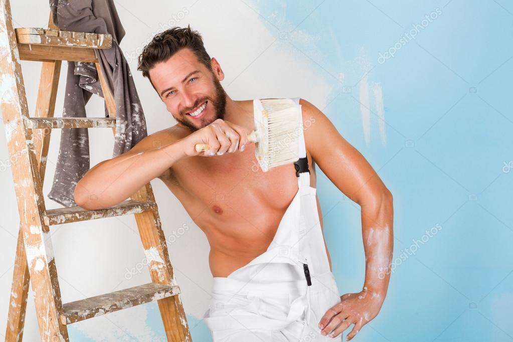  sexy bare chest painter