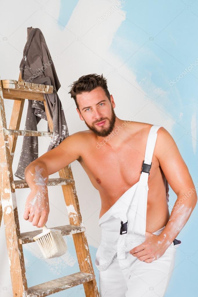 sexy bare chest painter