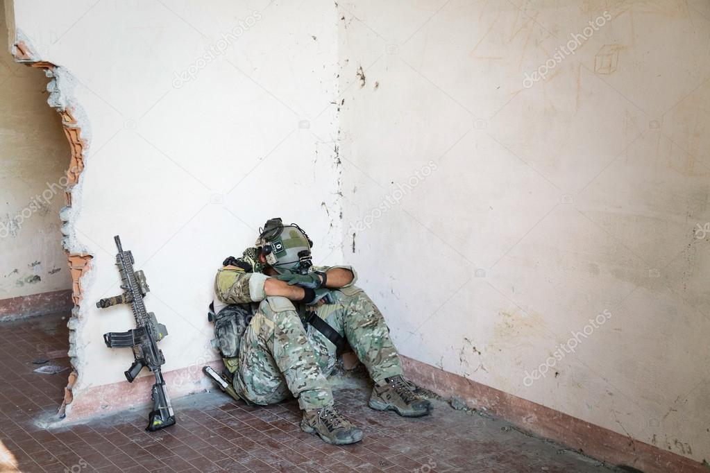 Exhausted American Soldier 