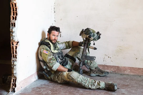 Amerikalı bir asker yorgun — Stok fotoğraf