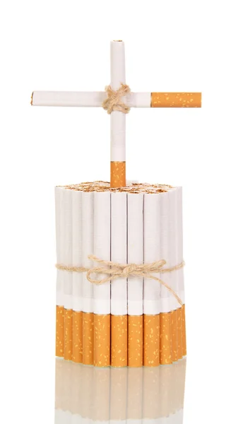 Concept, bunch of cigarettes with cross closeup — Stock Photo, Image