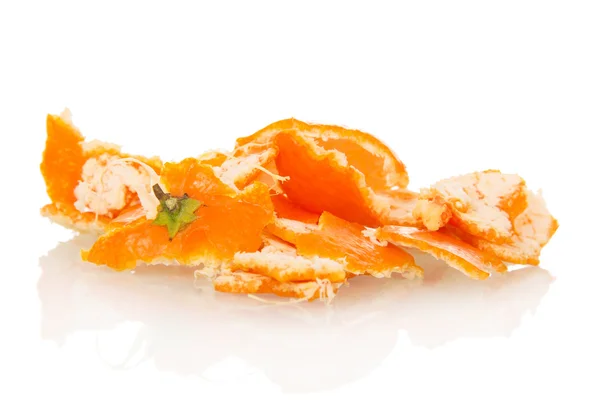 Garbage. Peel fresh mandarin isolated on white — Stock Photo, Image