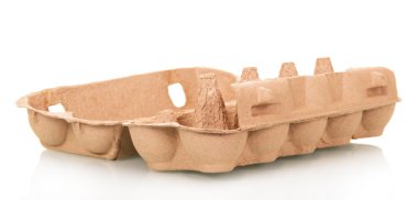 Yumurta beyaz izole karton boş tepsi