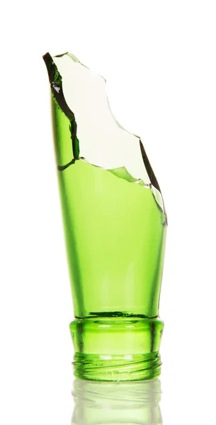 Оттолкнул шею зеленая бутылка изолированы на белом фоне . — стоковое фото