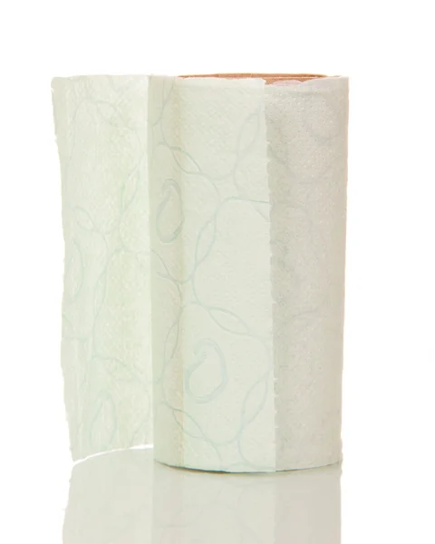 Téměř prázdné role toaletního papíru izolovaných na bílém pozadí. — Stock fotografie