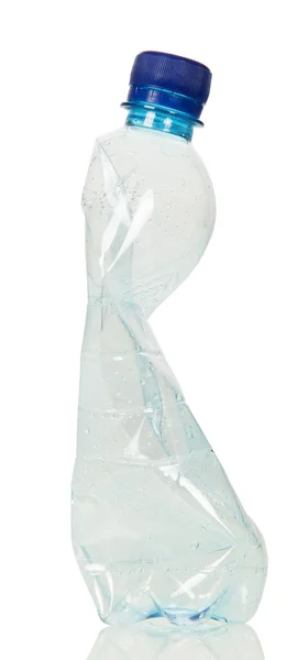 Blank crumpled plastic bottle isolated on white. — Stock Photo, Image