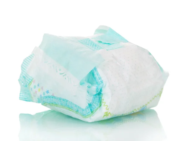 Disposable baby diapers isolated on white. — Stock Photo, Image