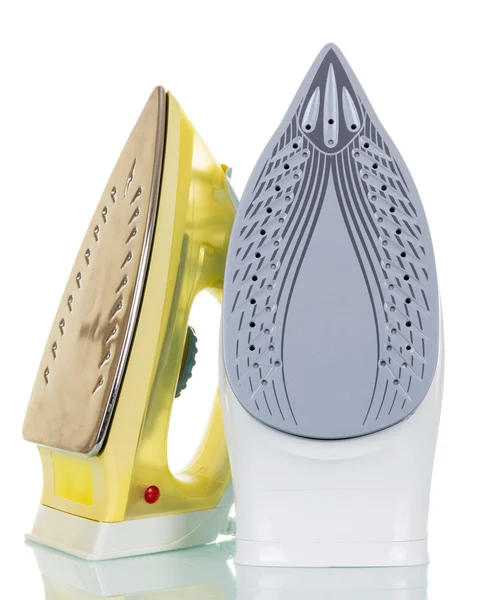 Two modern electric steam iron isolated on white. — Stock Photo, Image
