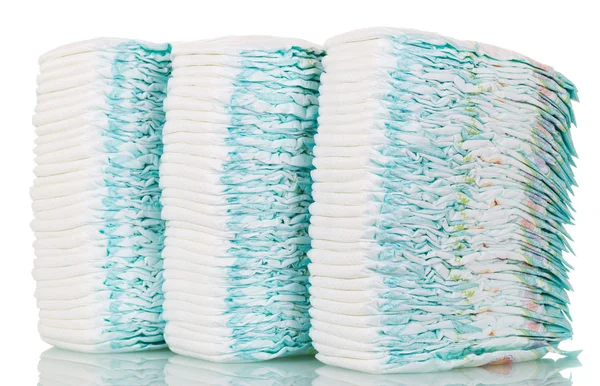 Stacks of diapers isolated on white. — Stock Photo, Image