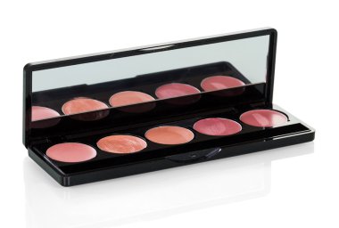 Beyaz arka plan üzerinde izole ruj portre renkli palet.