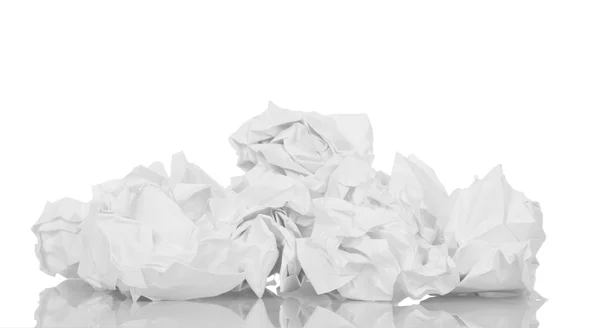 Crumpled paper closeup isolated on white. — Stock Photo, Image