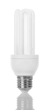 Enerji tasarruflu kompakt floresan lamba beyaz izole.