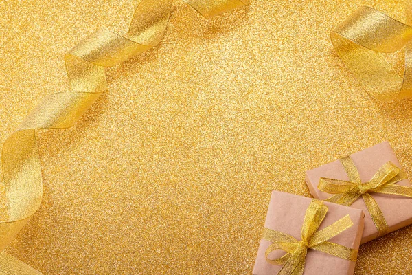 Immagine Anno Nuovo Congratulazioni Iscrizioni Uno Sfondo Lucente Oro Decorato — Foto Stock