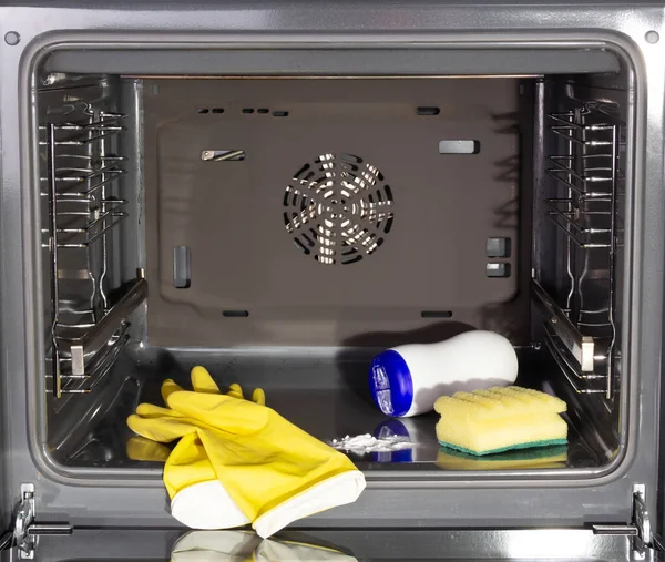 Household Homework Cleaning Dirty Oven Gloves Oven Cleaners — Stock Photo, Image