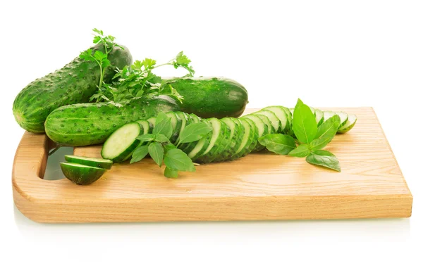 Cucumbers on board — Stock Photo, Image