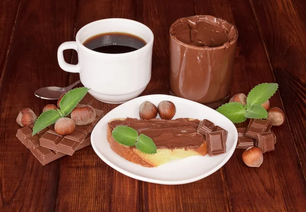 Chocolate cream and coffee — Stock Photo, Image