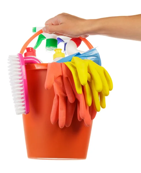 Hand met het schoonmaken van items — Stockfoto