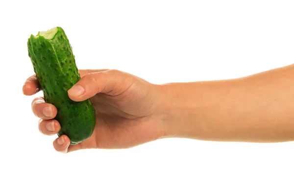 Hands with cucumber — Stock Photo, Image