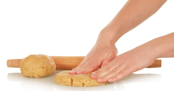 Hands roll out dough — Stock Photo, Image