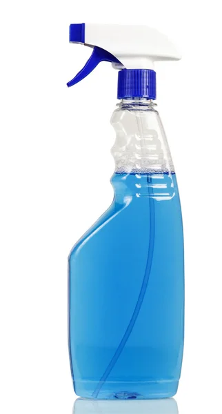 Glass cleaner with blue fluid — Stock Photo, Image