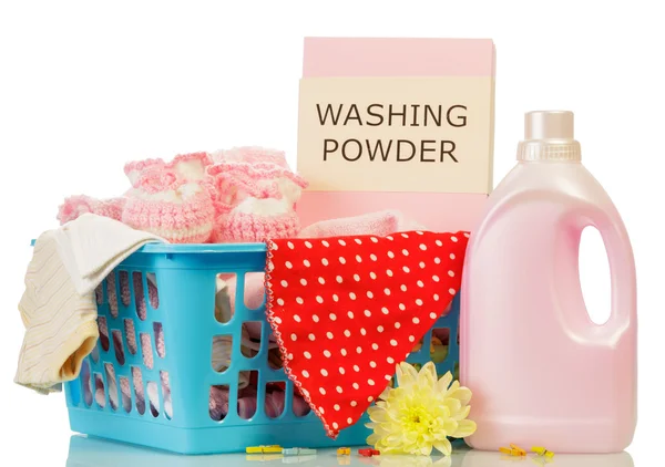 Washing powder and towels — Stock Photo, Image