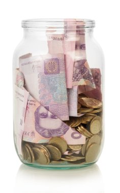 Cam Kavanoz içinde Ukrayna hryvnia