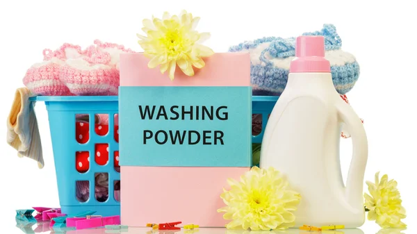 Washing powder and towels — Stock Photo, Image