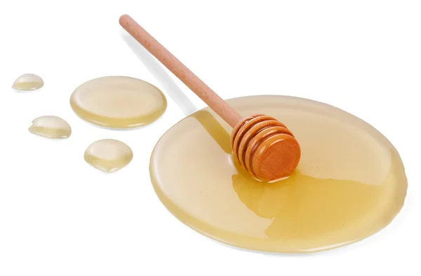 Miel en tarro de madera —  Fotos de Stock