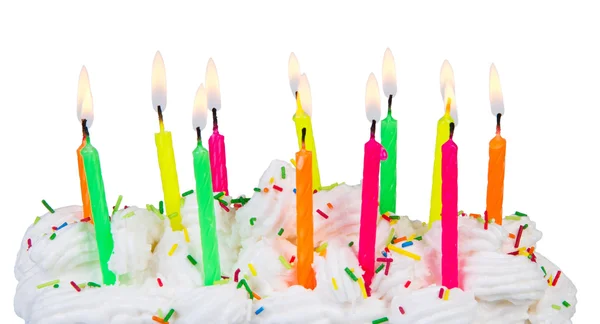 Birthday cake with candles — Stock Photo, Image