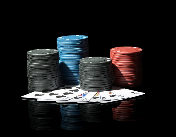 Poker chips with cards — Stock Photo, Image