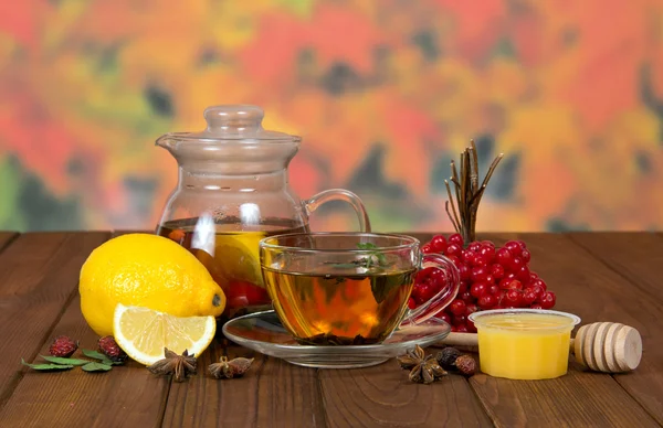 Té con viburnum y limón — Foto de Stock