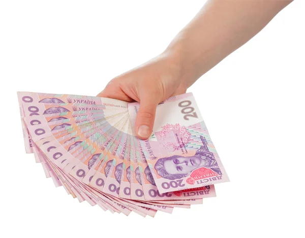 Ukrainisches Geld in der Hand — Stockfoto