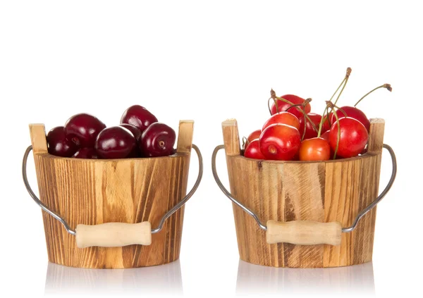 Cubo con cerezas rojas — Foto de Stock