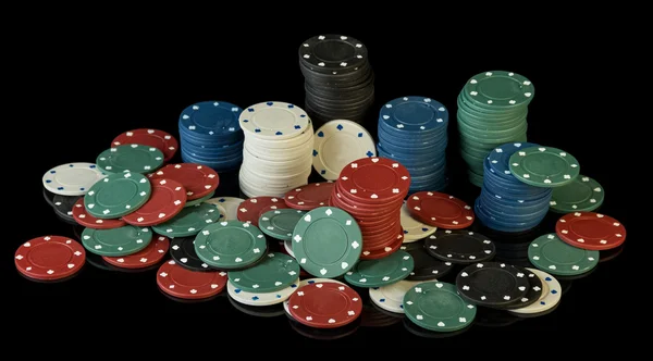 Poker chips on black — Stock Photo, Image