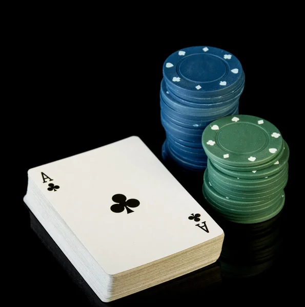 Poker chips with cards — Stock Photo, Image