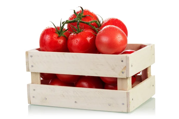 Caixa com os tomates vermelhos — Fotografia de Stock