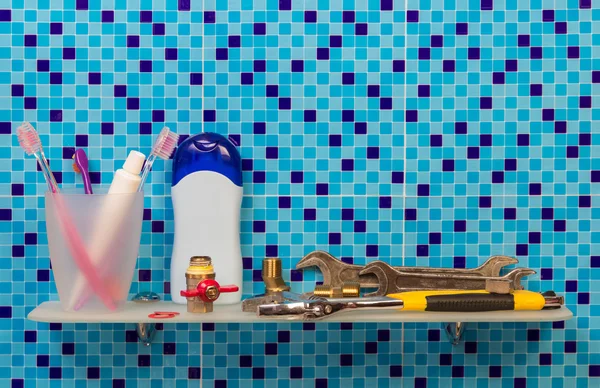 Polc fürdőszobai kiegészítők — Stock Fotó