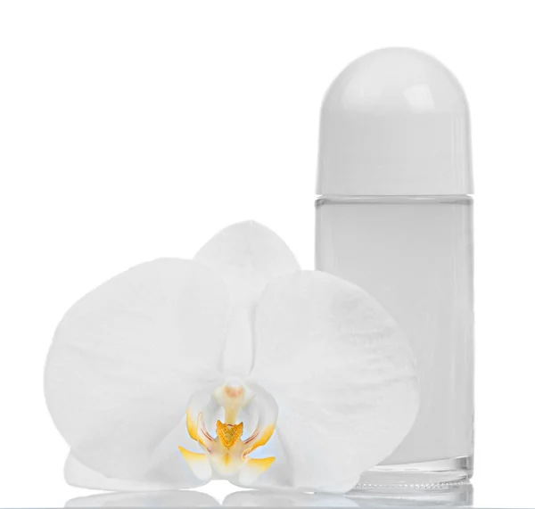 Deodorant and orchid flower — Stock Photo, Image