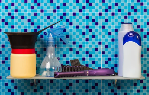 Hair accessories on shelf — Stock Photo, Image