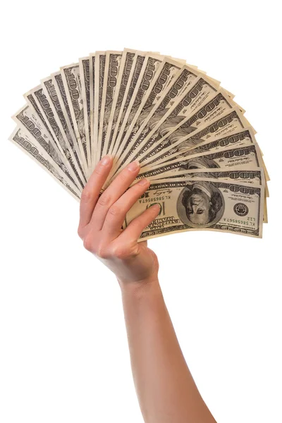 Dollar bills in hand — Stock Photo, Image