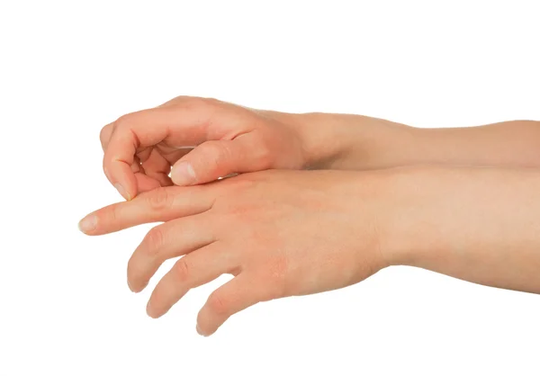 Hands scratching skin — Stock Photo, Image