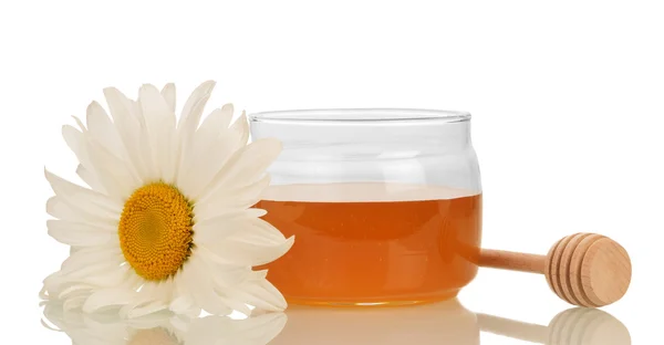Honey with honey dipper — Stock Photo, Image