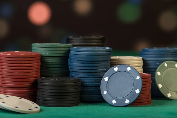 Poker chips on black — Stock Photo, Image