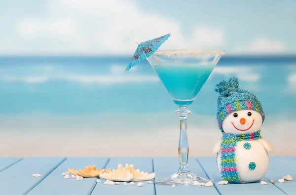 Cocktail, boneco de neve e estrela do mar — Fotografia de Stock