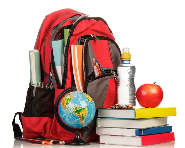 Backpack with school supplies — Stock Photo, Image