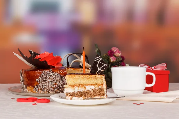 Dessert kaka på bordet — Stockfoto
